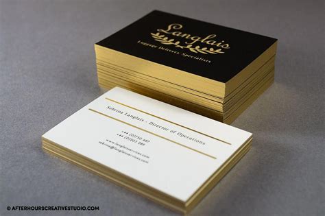 business cards with metallic edges.